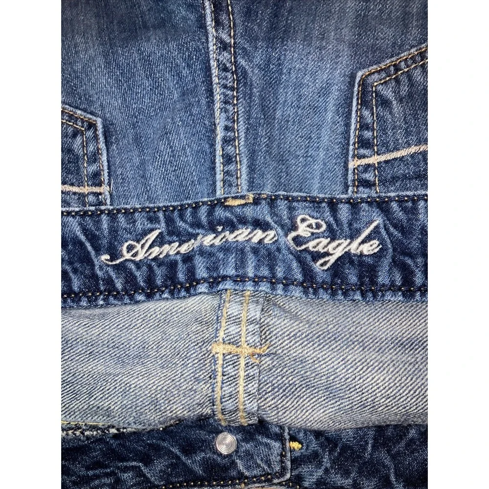 American Eagle jean Denim Cut‎ Off Distressed Blue shorts size 4 Live Your Life